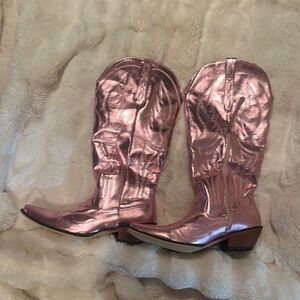 Pink Metallic Cowboy Boots